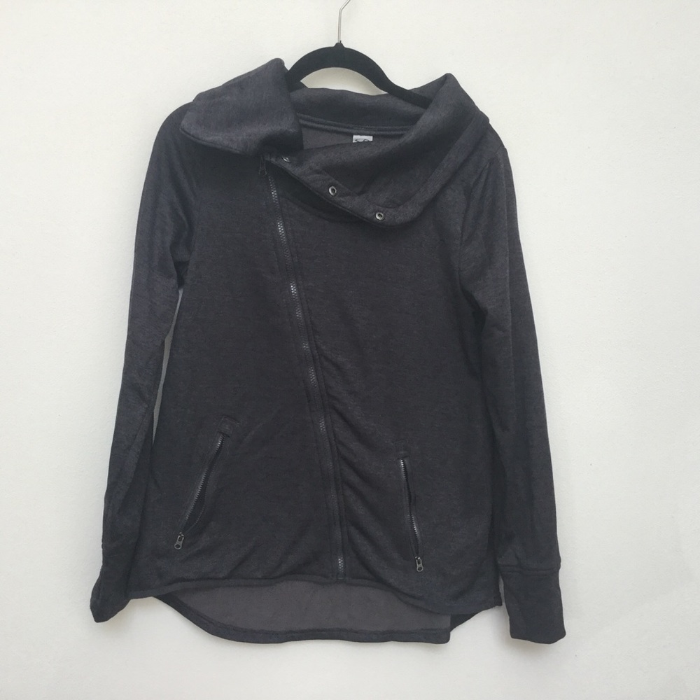 Champion Duo Dry Charcoal Diagonal Zip Fleece Lined Jacket Size Medium